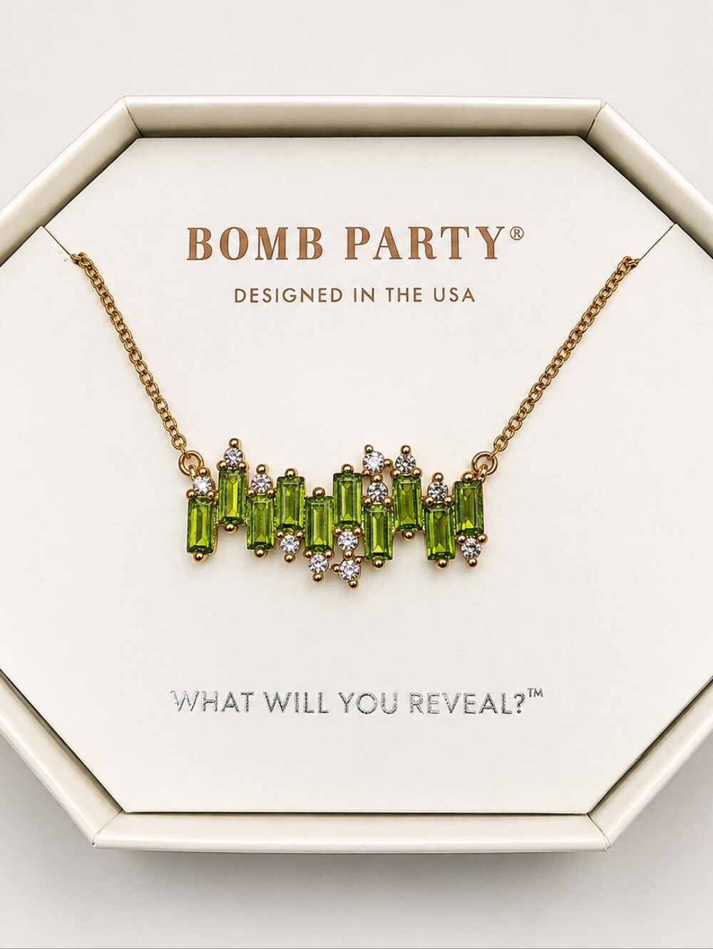 Bomb Party "Trust Who I Am" Necklace – Lab Created Peridot | Rose Gold Plated |